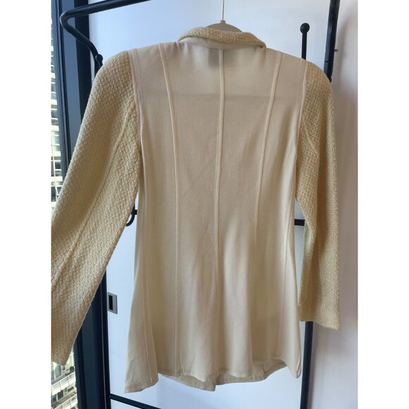 Chanel Womens Ivory Wool & Cotton Textured Button-Up Blazer Jacket Size M - Picture 4 of 16